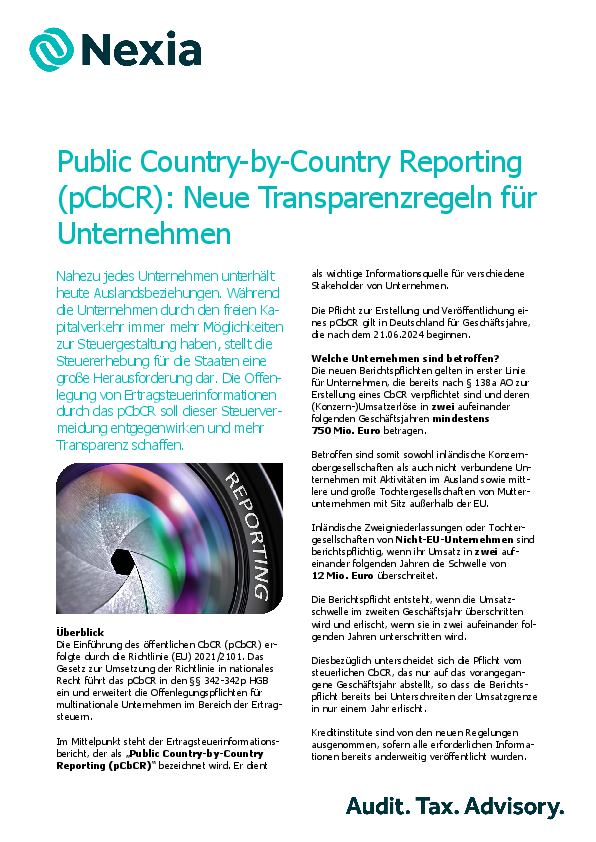  PDF zur Mandanteninfo zum Thema: Public Country-by-Country Reporting (pCbCR): Neue Transparenzregeln für Unternehmen 