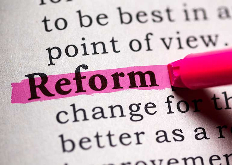 Der Begriff „Reform” wird in einem Text mit einem pinken Textmarker hervorgehoben.