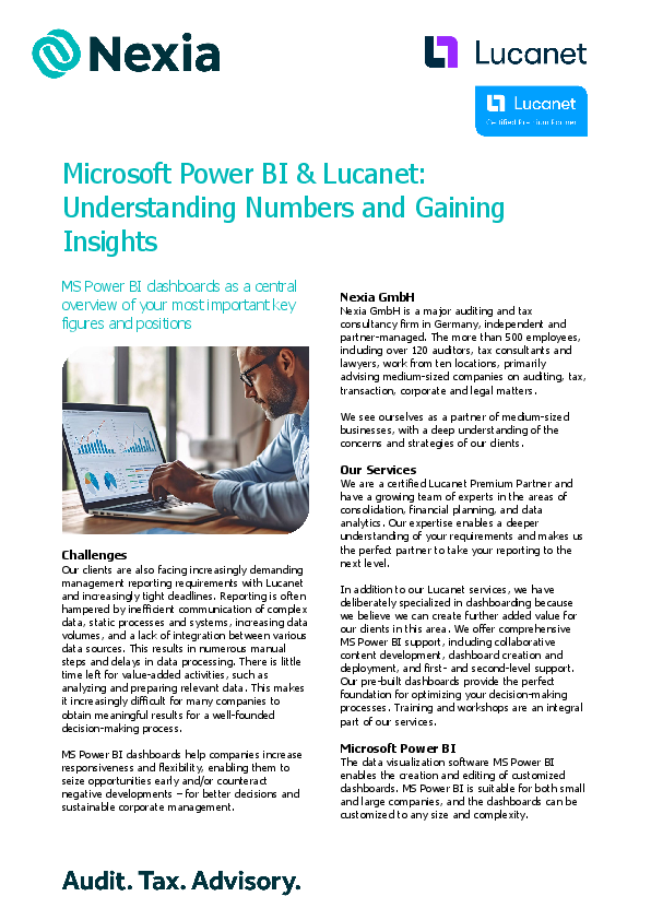 PDF on the topic: Microsoft Power BI & Lucanet: Understanding Numbers and Gaining Insights