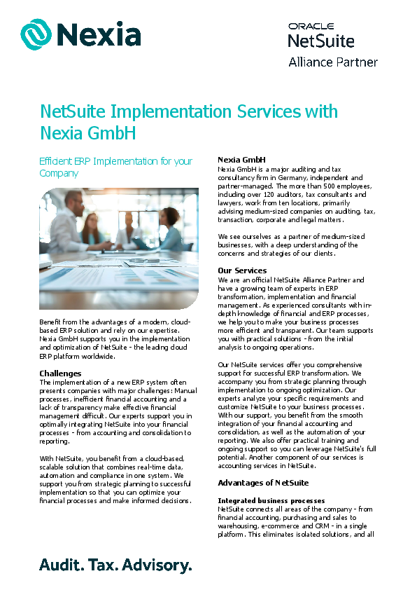 NetSuite Implementation Services with Nexia GmbH