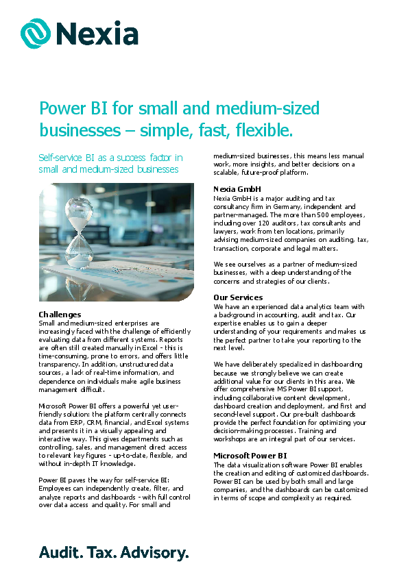 PDF on the topic: Power BI for small and medium-sized businesses – simple, fast, flexible.