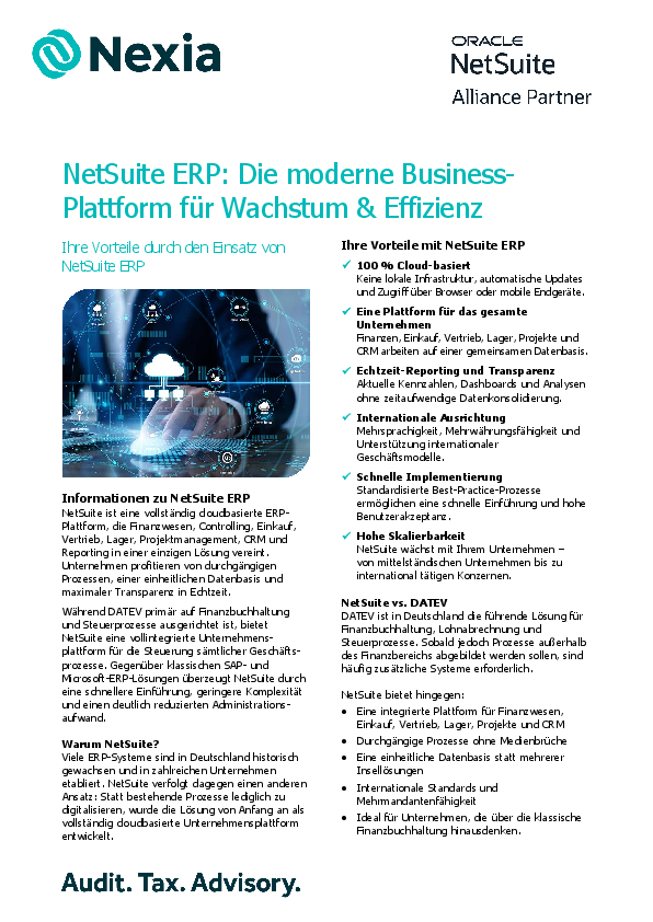 PDF zum Thema: Ihre Vorteile durch den Einsatz von NetSuite ERP