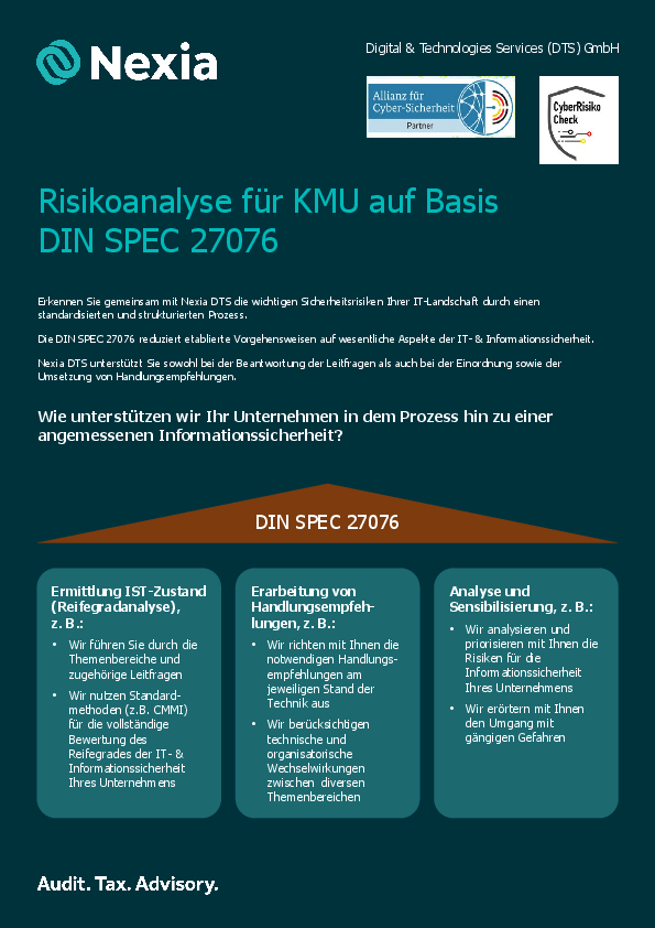 PDF zum Thema: Risikoanalyse für KMU auf Basis DIN SPEC 27076