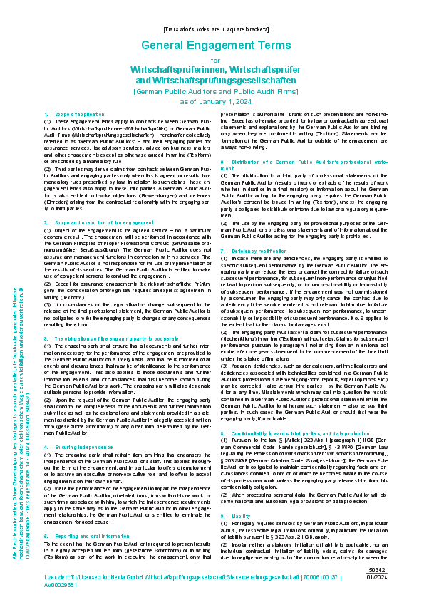 PDF on the topic: General Engagement Terms 2024