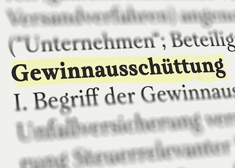 Lexikon zeigt einen Text über "Gewinnausschüttung".