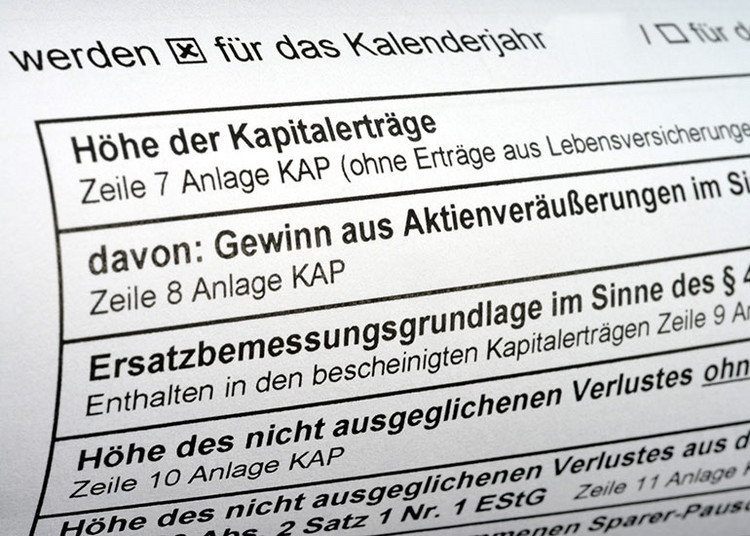 Detailansicht eines Kapitalertragsteuerformulars.
