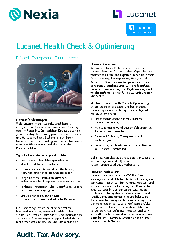 PDF zum Thema: Lucanet Health Check & Optimierung