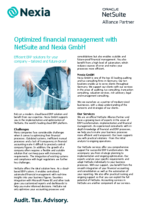 PDF on the topic: Optimized financial management with NetSuite and Nexia GmbH