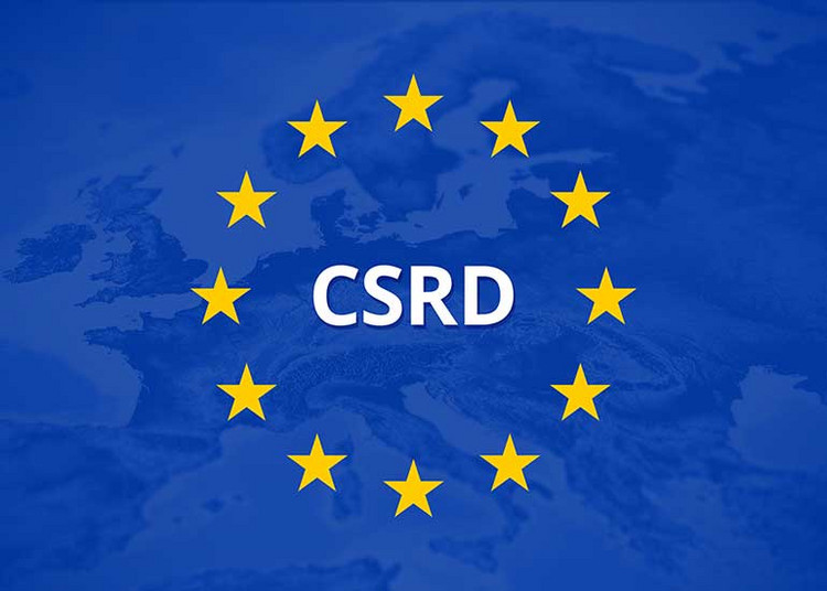Europaflagge, in der Mitte des Sternenkreises steht "CSRD".