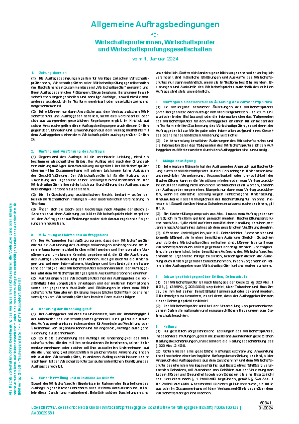 PDF zum Thema: Allgemeine Auftragsbedingungen 2024