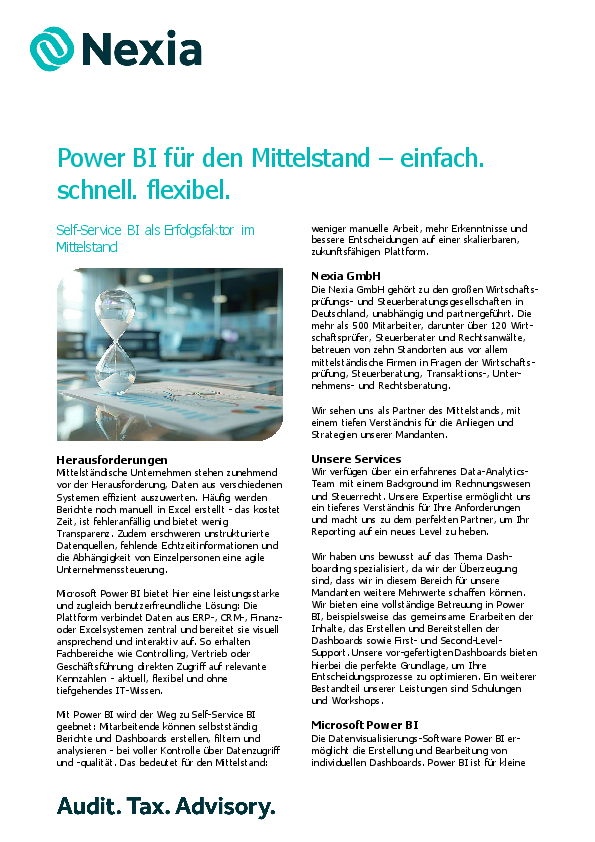 PDF zum Thema: Power BI für den Mittelstand – einfach. schnell. flexibel.