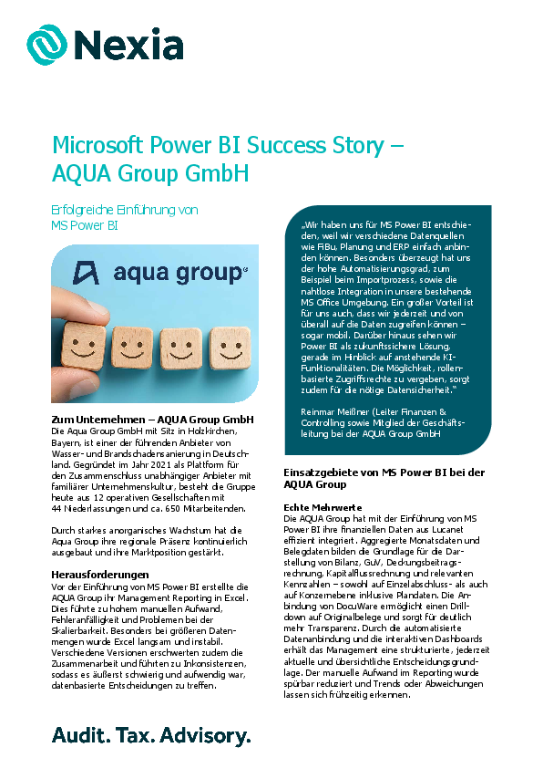 PDF zum Thema: Microsoft Power BI Success Story – AQUA Group GmbH