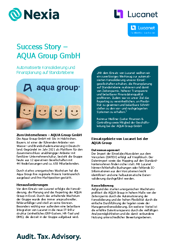 PDF zum Thema: Lucanet Success Story – AQUA Group GmbH