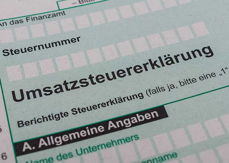 Detailansicht eines Umsatzsteuerformulars.