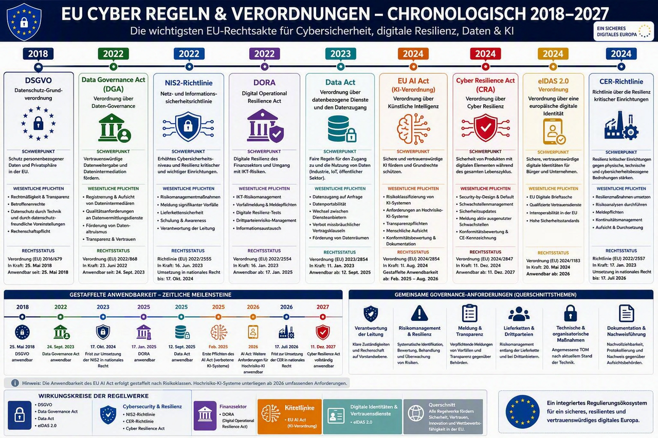 Infografik mit Überblick über die IDW PS-Standards für Assurance-Aufträge außerhalb der Abschlussprüfung. Dargestellt werden die Standards IDW PS 850 für IT-Projekte, IDW PS 860 für IT-Verfahren und Prozesse, IDW PS 880 für Softwareprodukte, IDW PS 951 für dienstleistungsbezogene interne Kontrollsysteme und IDW PS 861 für KI-Systeme. Die Grafik erläutert typische Prüfungsziele, Anwendungsbeispiele und die Zusammenhänge zwischen den einzelnen Standards. Hervorgehoben wird der neue Prüfungsstandard IDW PS 861 für die Prüfung von KI-Systemen hinsichtlich Governance, Risikomanagement, Sicherheit, Transparenz und Compliance.