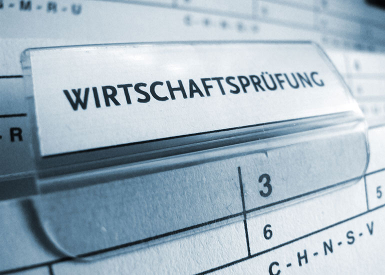 Aktenregister mit der Aufschrift "Wirtschaftsprüfung".
