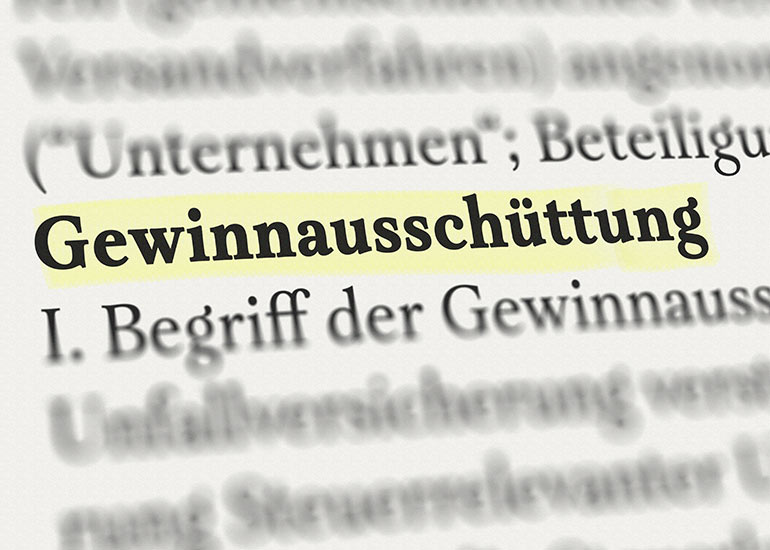 Lexikon zeigt einen Text über "Gewinnausschüttung".