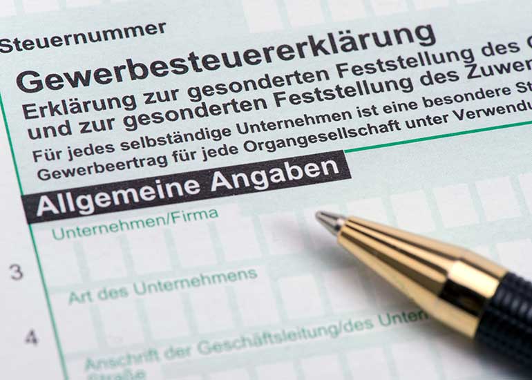 Zu sehen ist eine Detailansicht des Gewerbesteuerformulars.